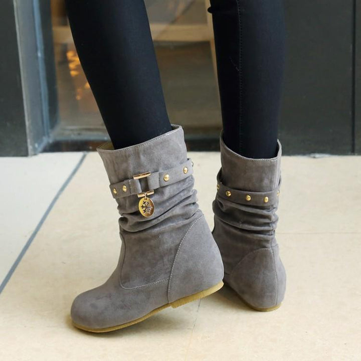 Women's faux suede mid calf slouch boots for fall winter