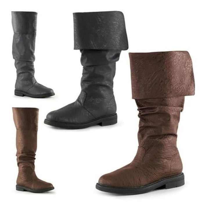 Women's slouchy medieval boots slip on knee high boots Medieval riding boots