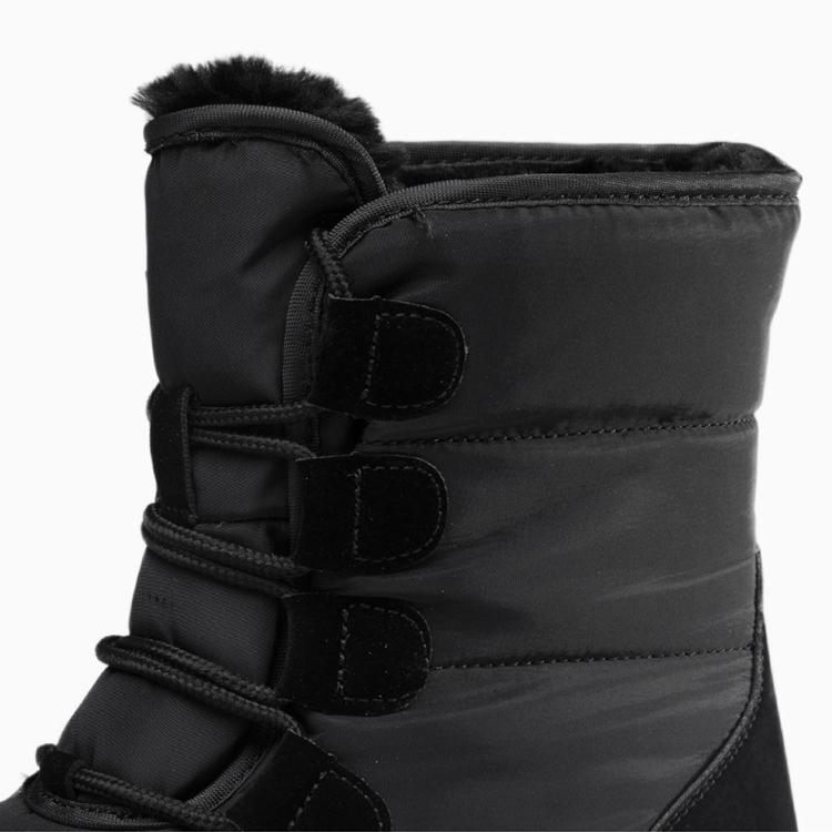 Thick plush lined front lace mid calf snow boots | high cut chunky platform outdoors hiking boots for female
