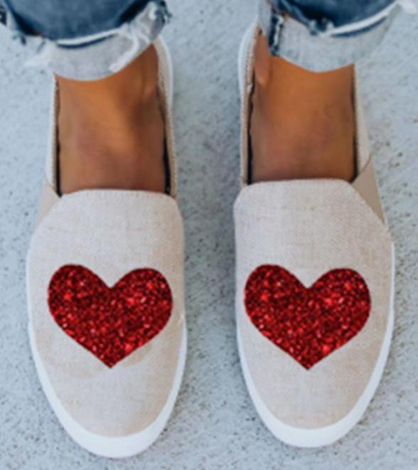 Women's cute heart print chelsea canvas platform sneakers