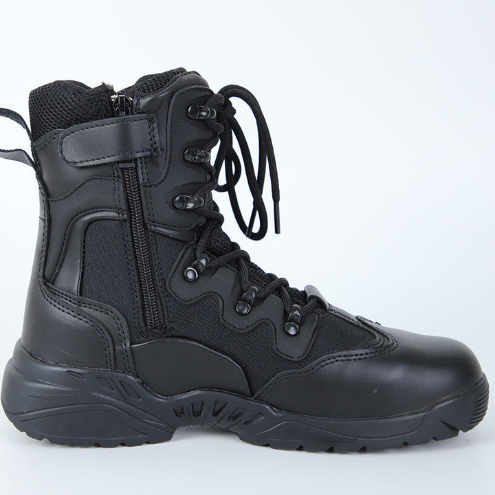 Men's black tactical boots Quick response combat boots with side zipper Lightweight hiking boots