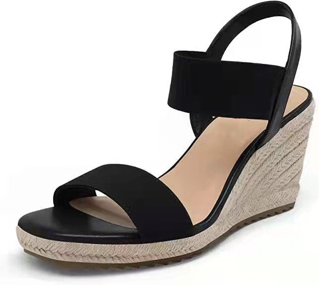 Women's peep toe espadrille wedge heel sandals ankle wrap strap wedge sandals