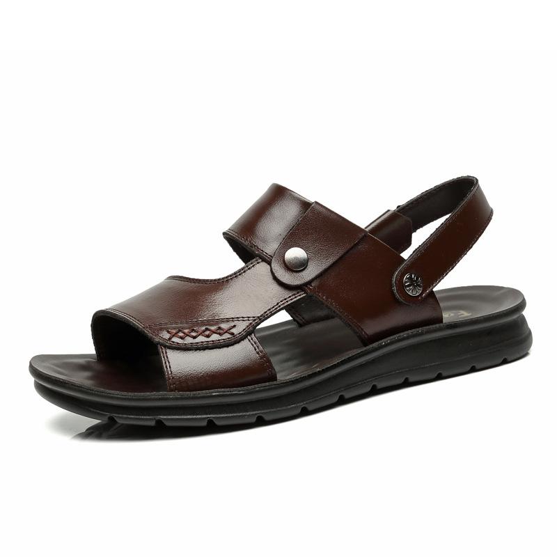 Men's soft PU leather beach sandals