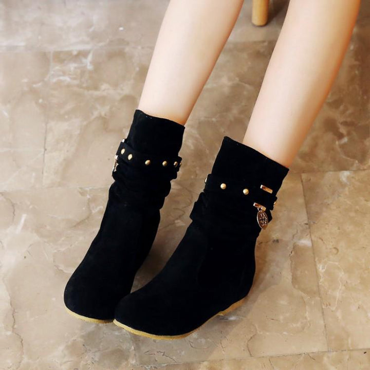 Women's faux suede mid calf slouch boots for fall winter