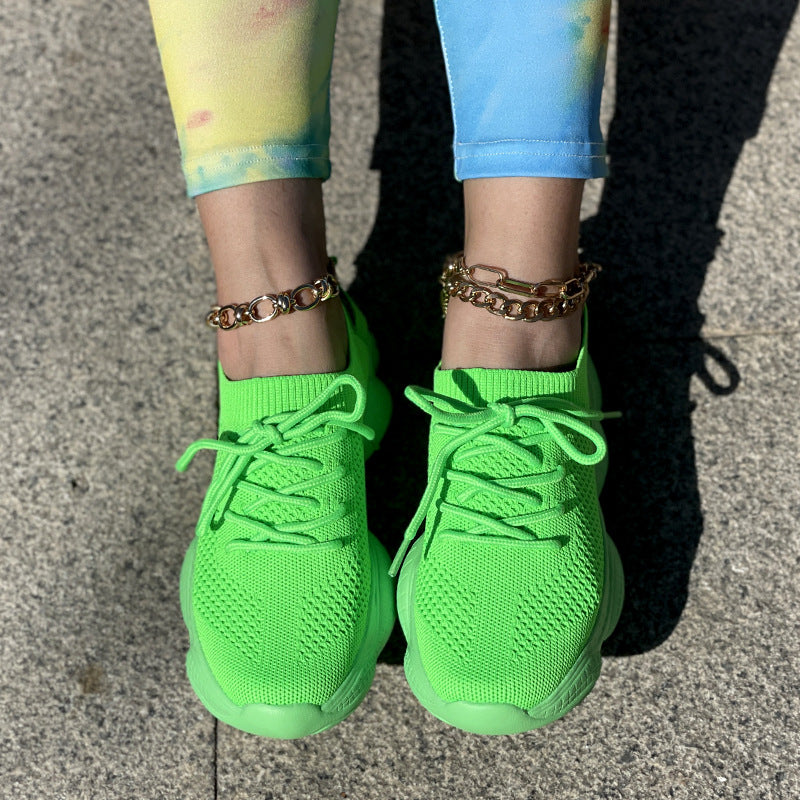 Women's fashion lightweight running shoes mesh breathable candy color sneakers