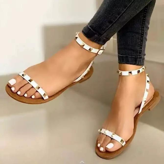 Women's studded ankle strap lat sandals
