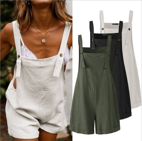 Women's short overalls sleeveless strap rompers jumpsuits shorts for summer