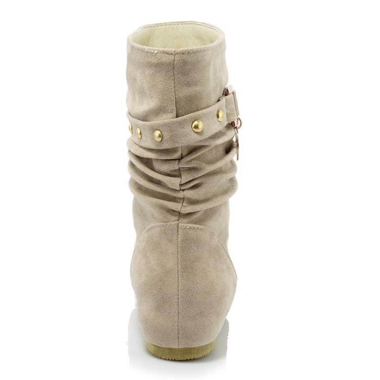 Women's faux suede mid calf slouch boots for fall winter