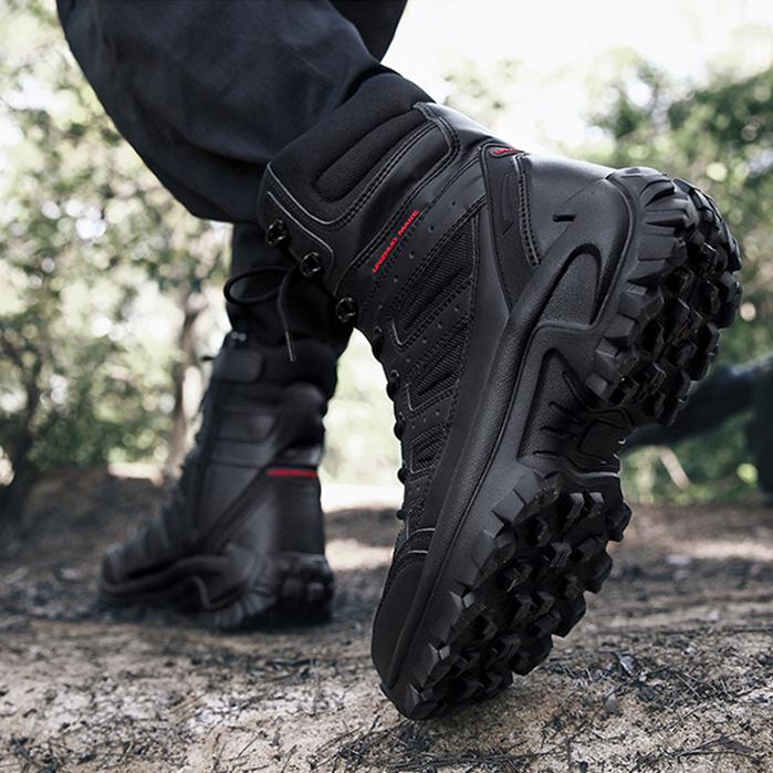 Men's chunky platform anti-skid military combat boots | High cut front lace boots