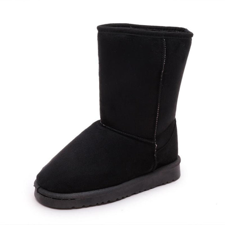Women winter warm faux fur lining slip on mid calf now boots
