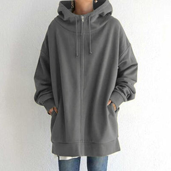 Women's 3/4 length longline hoodie with pockets