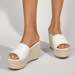 Women's white thick platform wedge arch suppport slide sandals