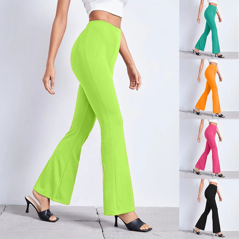 Women's candy color high waist slack bootcut pants spring summer bell bottom yoga pants