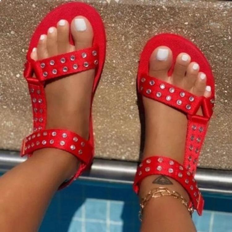Women's flat rivets velcro sandals