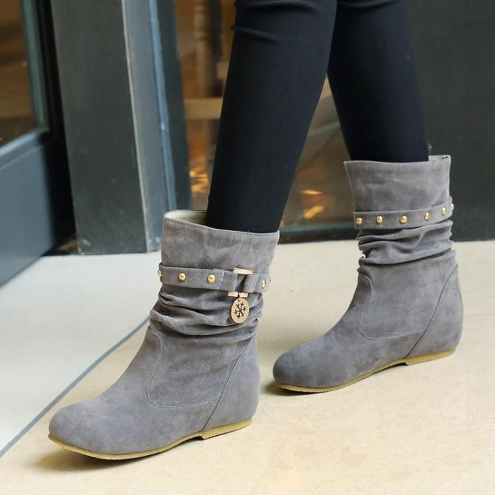 Women's faux suede mid calf slouch boots for fall winter