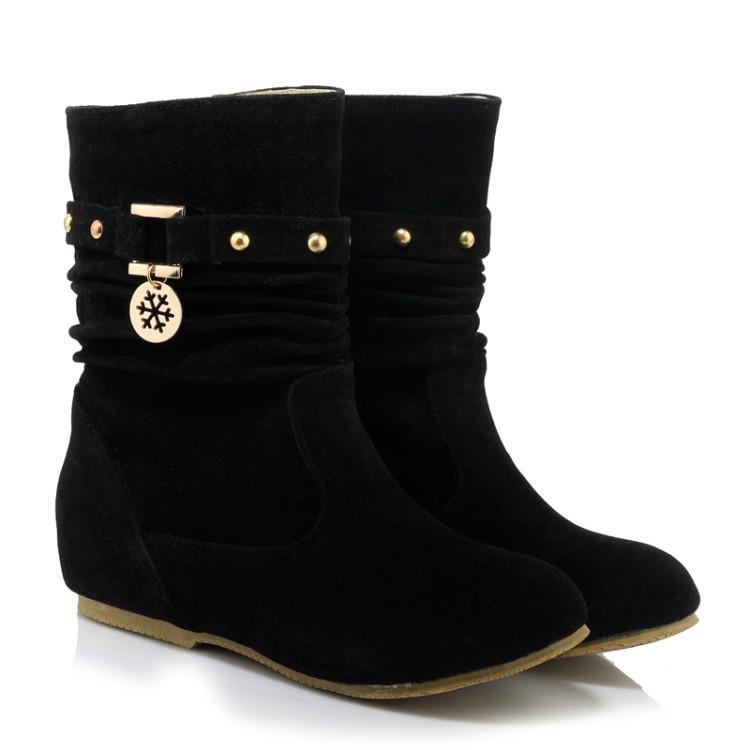 Women's faux suede mid calf slouch boots for fall winter