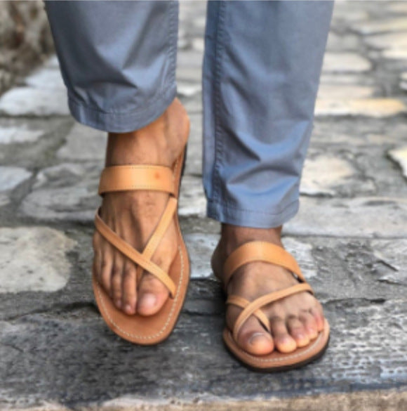 Men's clip toe arch support slides flat flip flops beach shoes