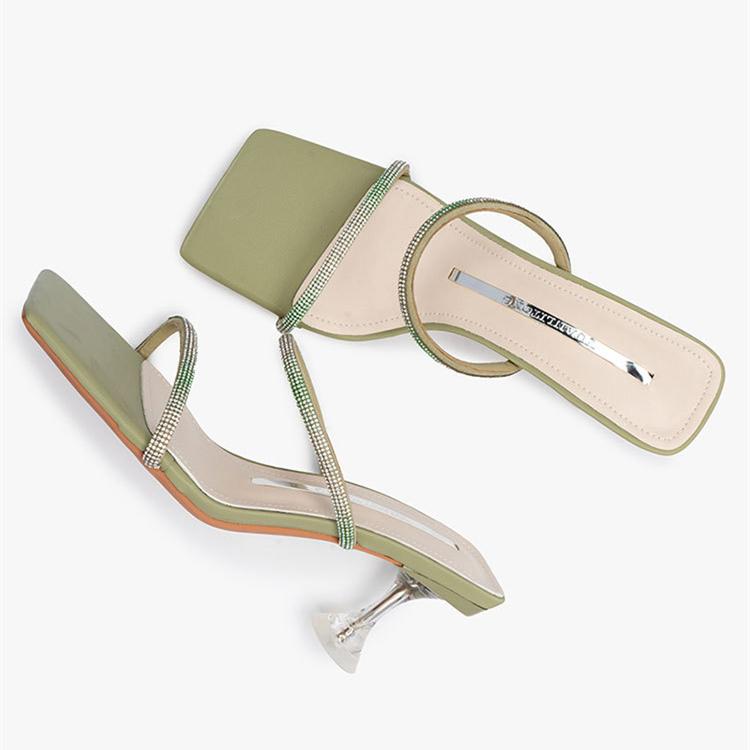 Women's square open toe slip on dual strap heels