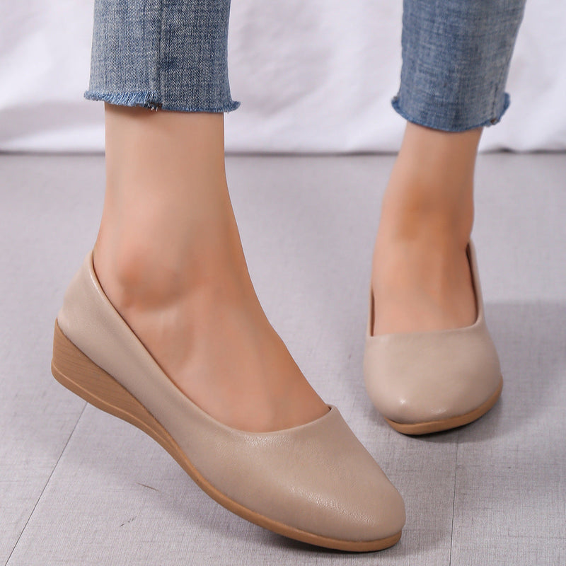Women's soft comfy wedge flats summer slip on wedge shoes