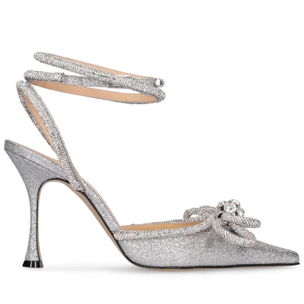 Women's silver rhinestone bridal heels stiletto heels pointed toe pumps