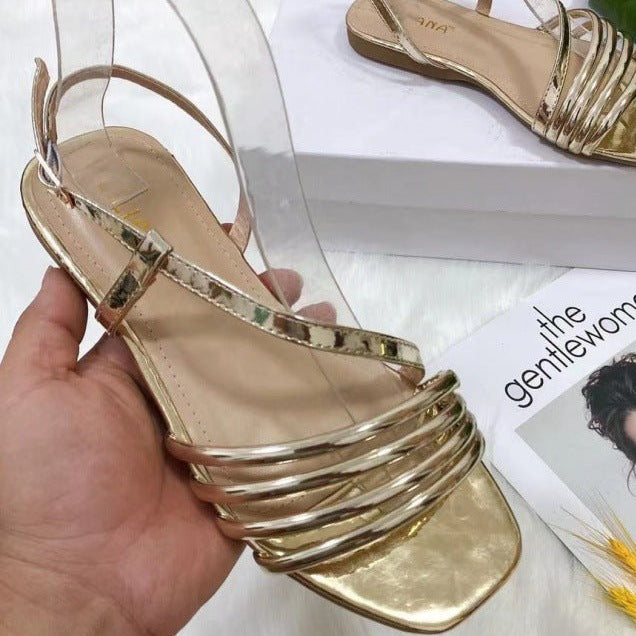 Women's flat peep toe gladiator sandals | Low heel strappy sandals