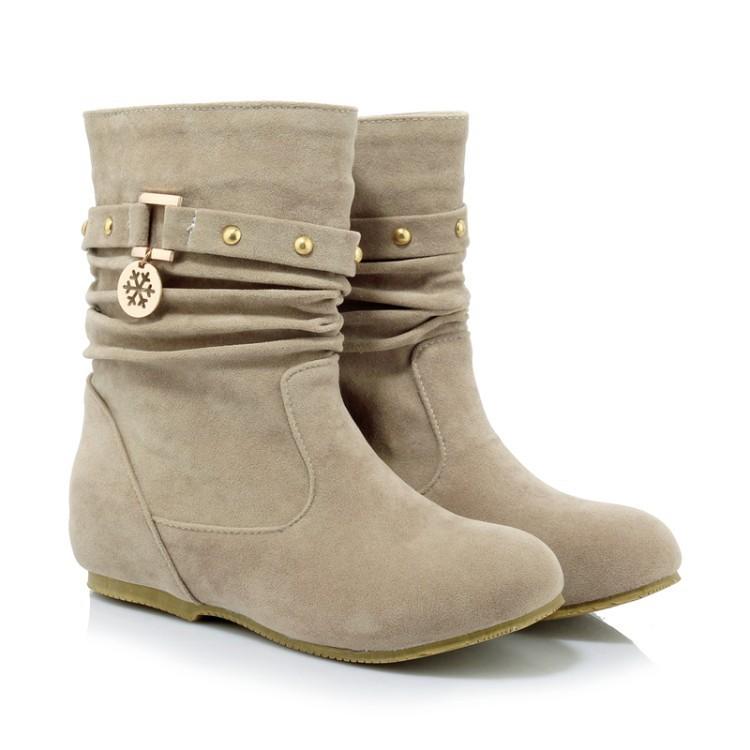 Women's faux suede mid calf slouch boots for fall winter