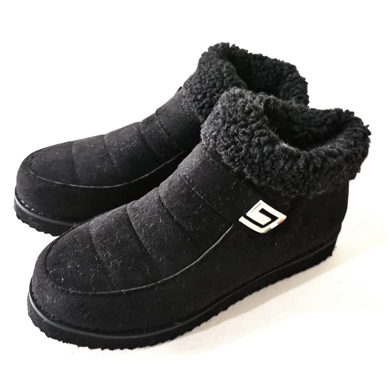 Women's warm lining slip on ankle boots