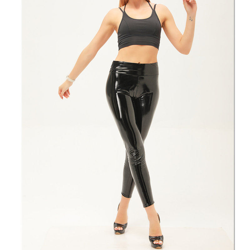 Women's metallic mirror skinny leggings stretchy shining leggings