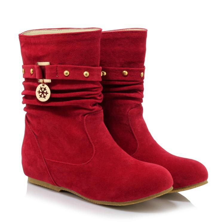 Women's faux suede mid calf slouch boots for fall winter