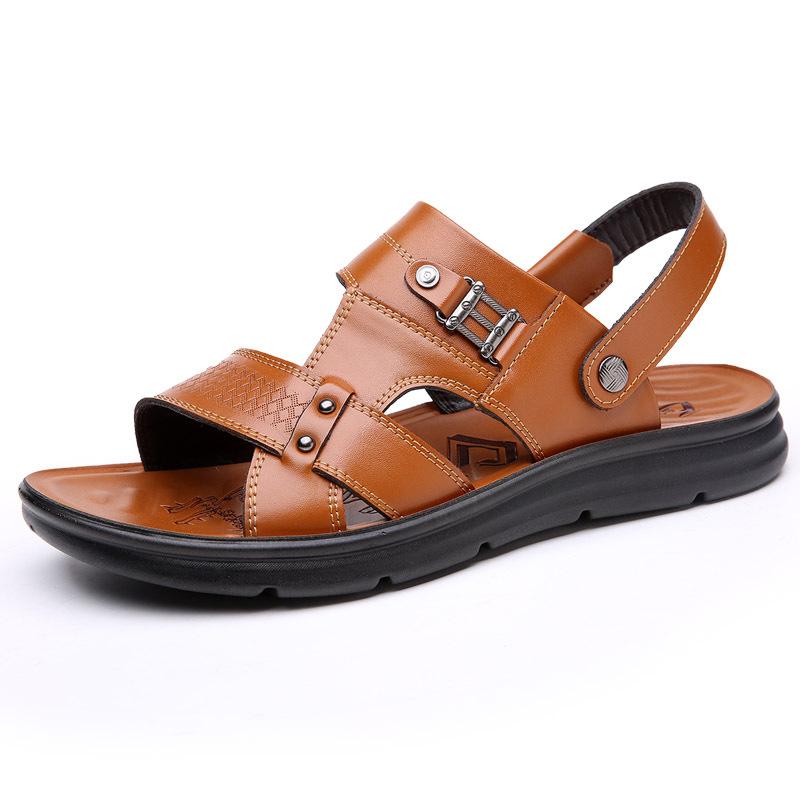 Men's peep toe slingback sandals sasual slip on summer shoes