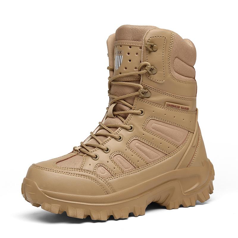 Men's chunky platform anti-skid military combat boots | High cut front lace boots