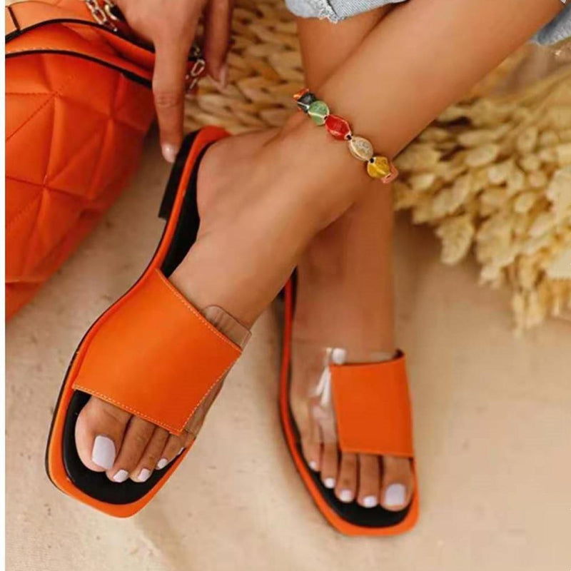 Women's transparent color patchwork slide sandals