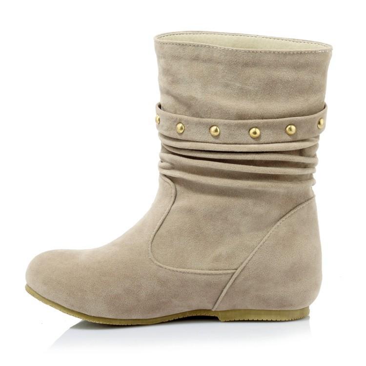 Women's faux suede mid calf slouch boots for fall winter