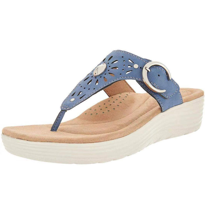 Women's clip toe adjustable buckle arch wedge slide sandals