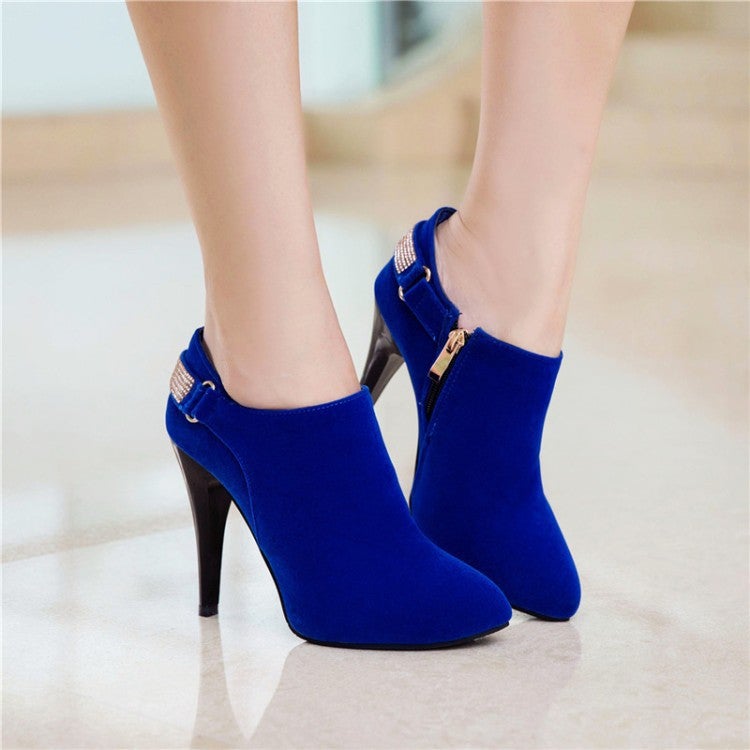 Faux suede high heels booties | Women's cute ankle boots