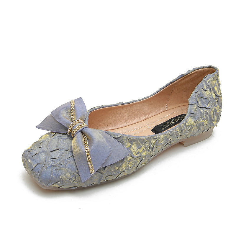 Lady's sweet bowknot stain flats | Spring summer slip on flat shoes driving shoes
