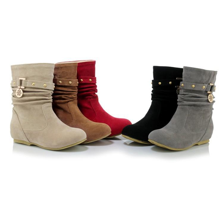 Women's faux suede mid calf slouch boots for fall winter