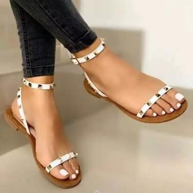 Women's studded ankle strap lat sandals