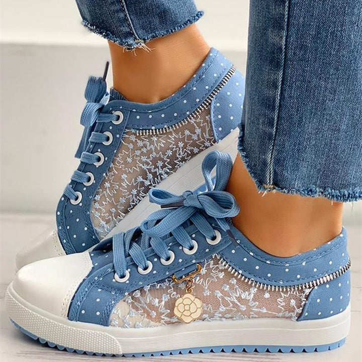 Women's mesh lace front lace canvas shoes summer fashion casual shoes