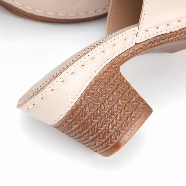 Women's chunky block heel peep toe mules sandals