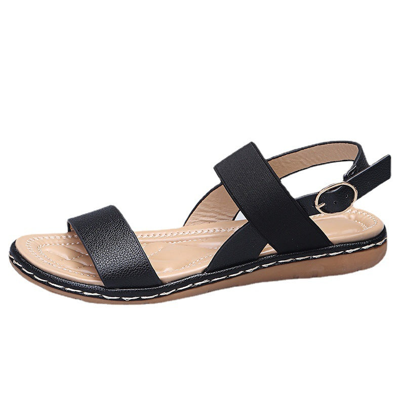 Women's comfy low heel sporty sandals summer peep toe ankle buckle strap sandals
