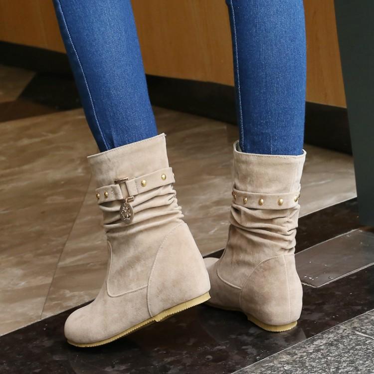 Women's faux suede mid calf slouch boots for fall winter