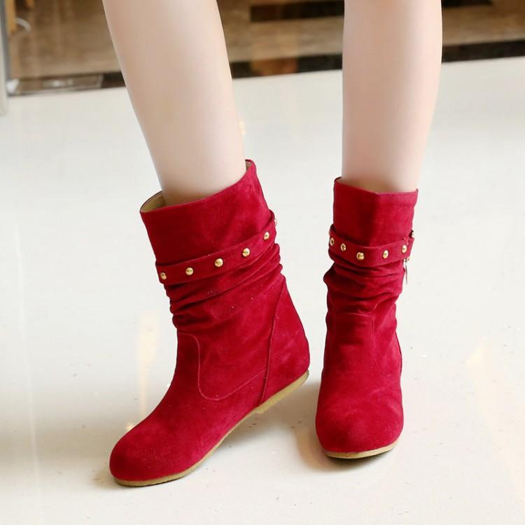 Women's faux suede mid calf slouch boots for fall winter