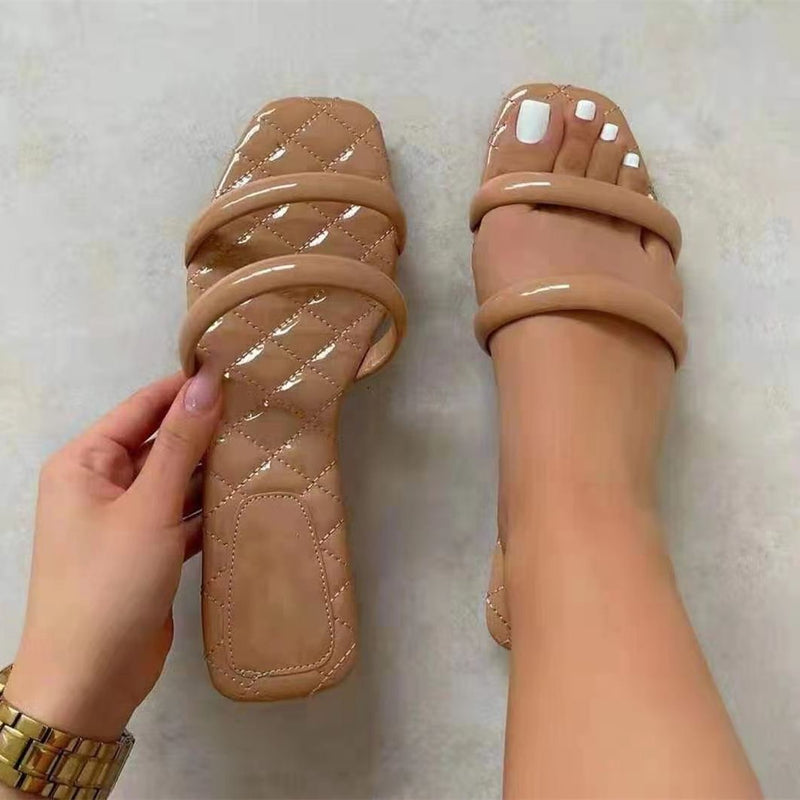 Women's 2 straps open toe slide sandals