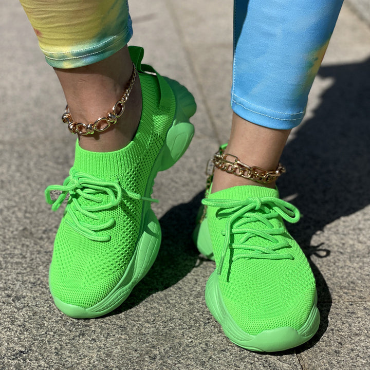 Women's fashion lightweight running shoes mesh breathable candy color sneakers