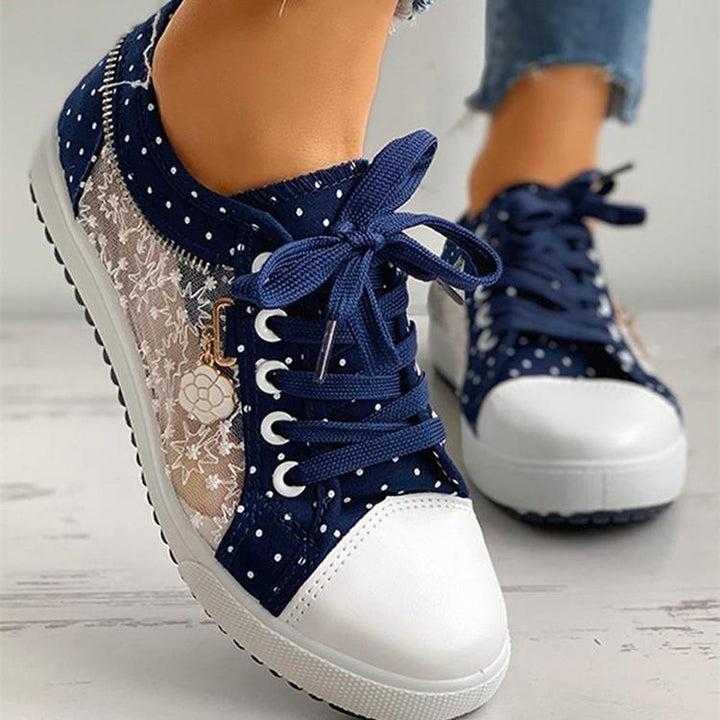 Women's mesh lace front lace canvas shoes summer fashion casual shoes