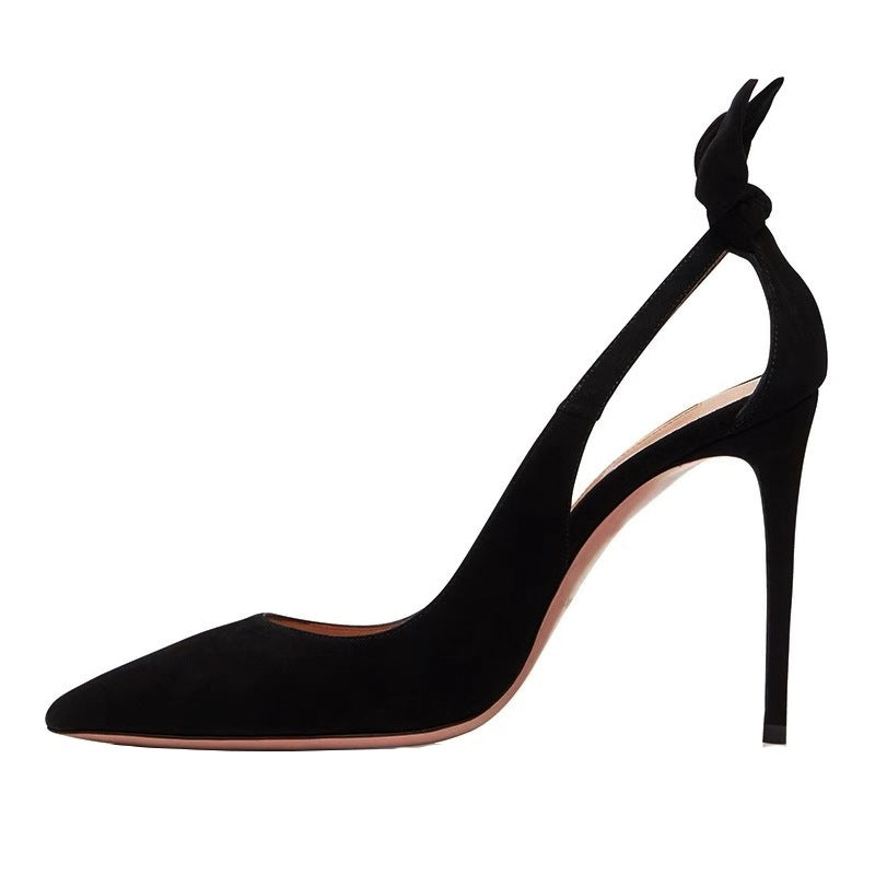 Black sweet back bowtie slingback stiletto high heels pumps | Sexy bunny ears high heels