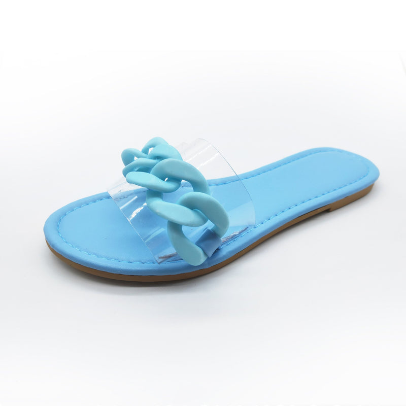 Women's candy color slip on peep toe slides