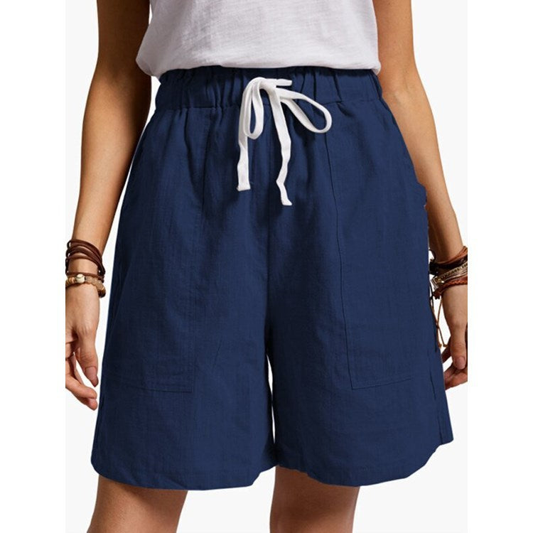 Women's summer half pants wide leg elastic waistband shorts with pockets
