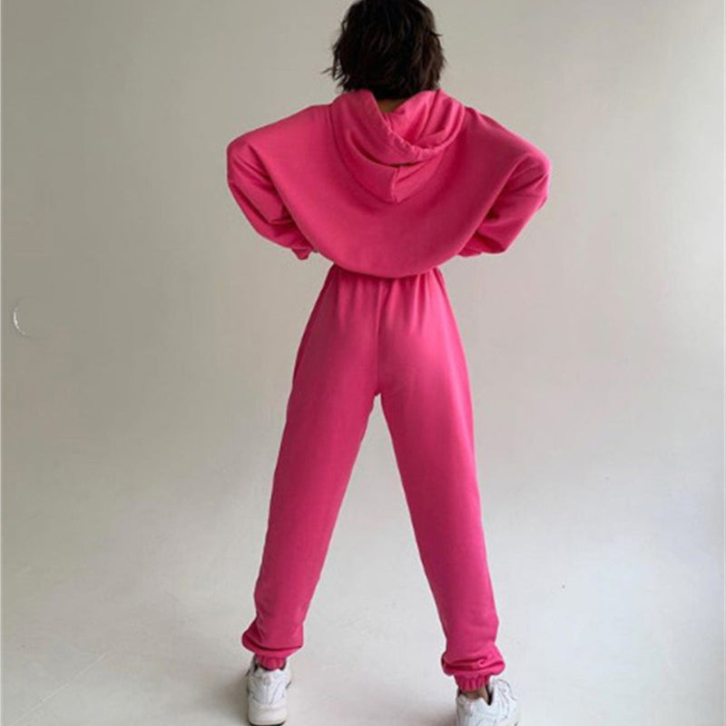 Candy color hoodie & sweatpants 2 pieces sweatsuits fall winter long sleeves tracksuits